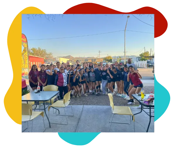 Large group visiting Hatch Corner Snacks & More outdoor patio in Hatch New Mexico