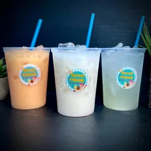 Fresh agua fresca drinks with ice from Hatch Corner Snacks & More in Hatch New Mexico